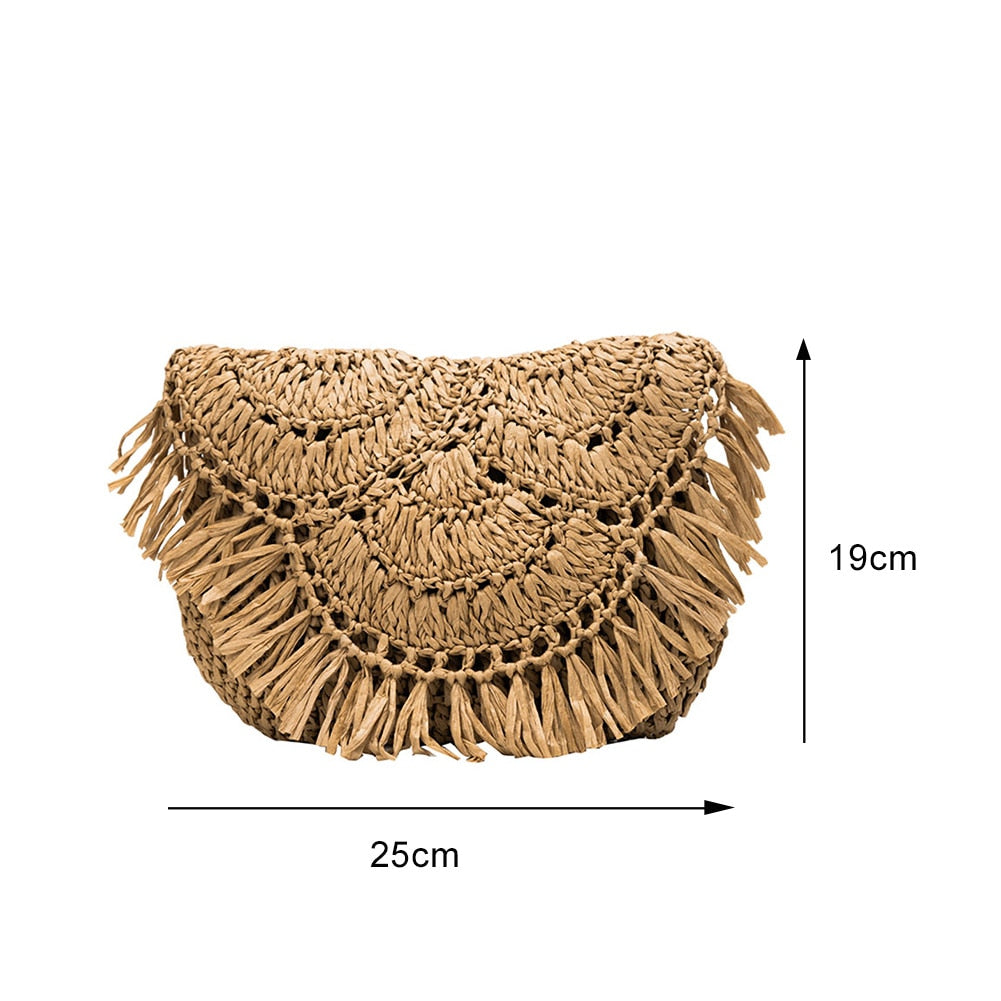 2024 Summer Straw Bags For Women Handmade Tassel Beach Bags Raffia Rattan Woven Handbags Female Vacation Crossbody Bags Clutch