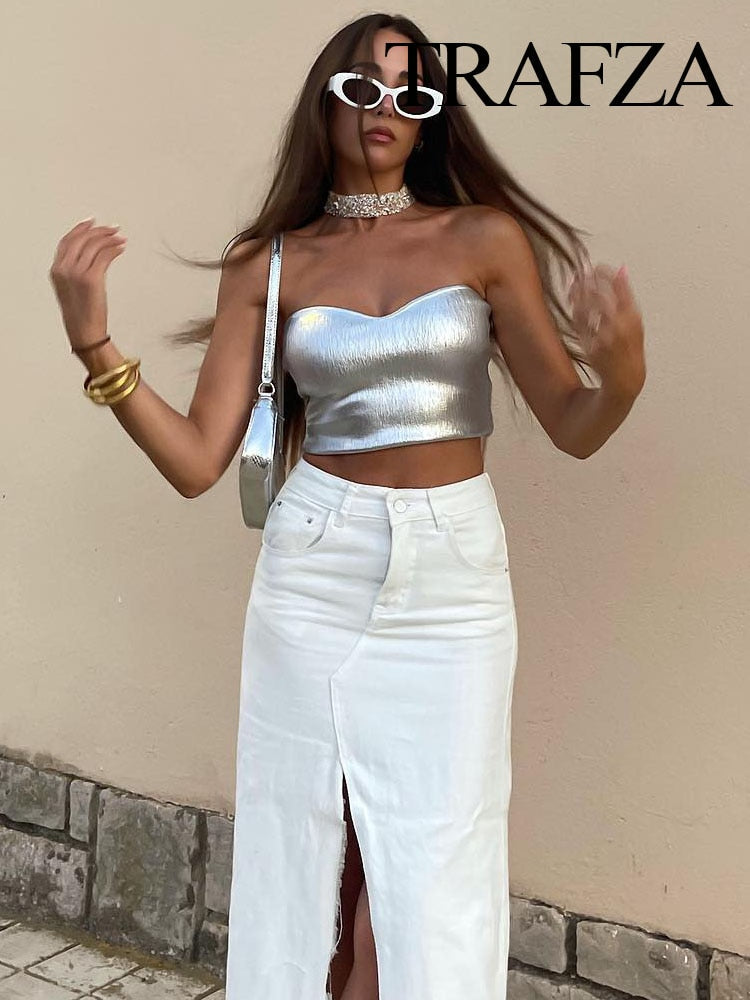 2024 Summer Women New Fashion Solid Backless Zipper Sexy Tank Tops Woman Sleeveless Female Chic Corset Camis Streetwear