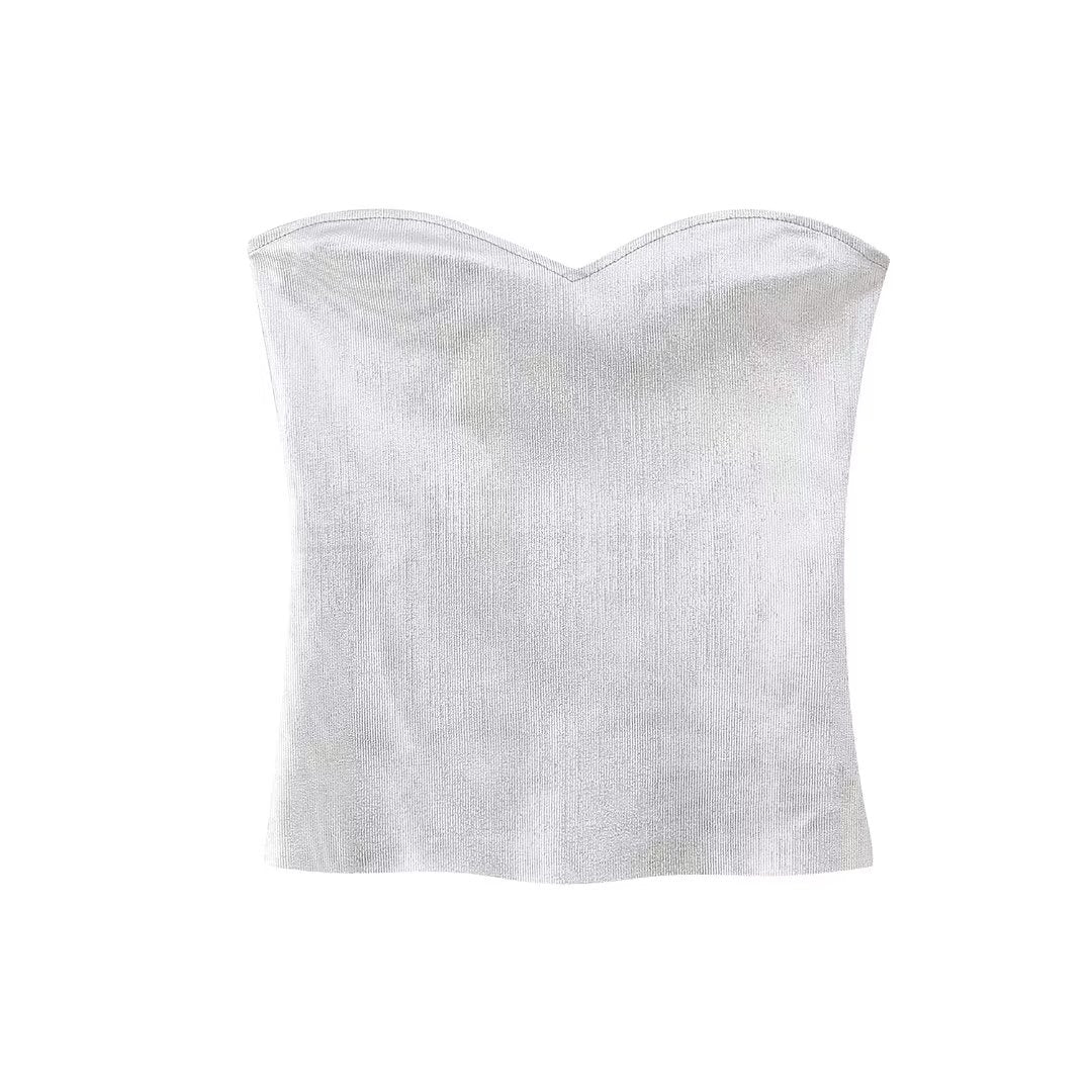 2024 Summer Women New Fashion Solid Backless Zipper Sexy Tank Tops Woman Sleeveless Female Chic Corset Camis Streetwear white