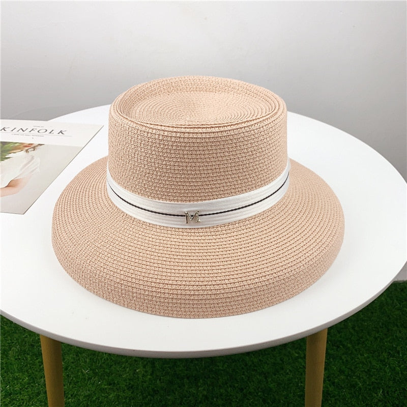 2024 Summer hat new female sun hat folding beach hat big brim travel sunscreen Hepburn wind sun hat travel 9 55-58CM