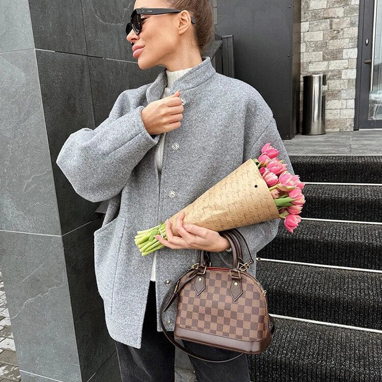 2024 Winter Autumn Women Loose Solid Jacket Long Sleeve Coat Female Baseball Coat Fashion Casual Ladies Minimalism Overcoa