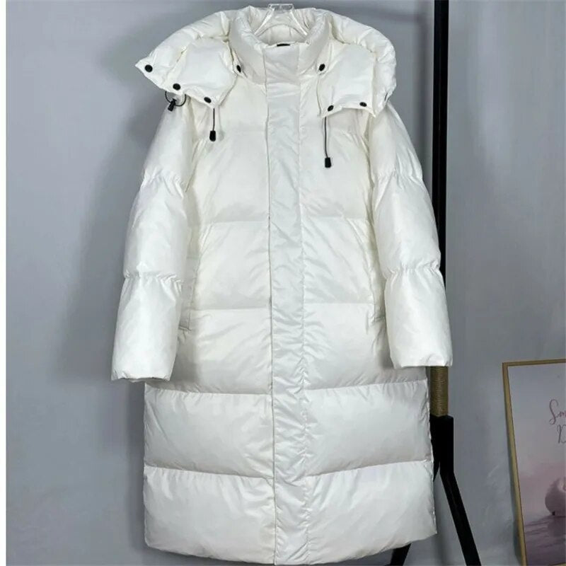 2024 Winter New Long Down Padded Jacket Women Parkas Fashion Thick Warm Cotton Clothes Female Outerwear Loose Overcoat Tide W013