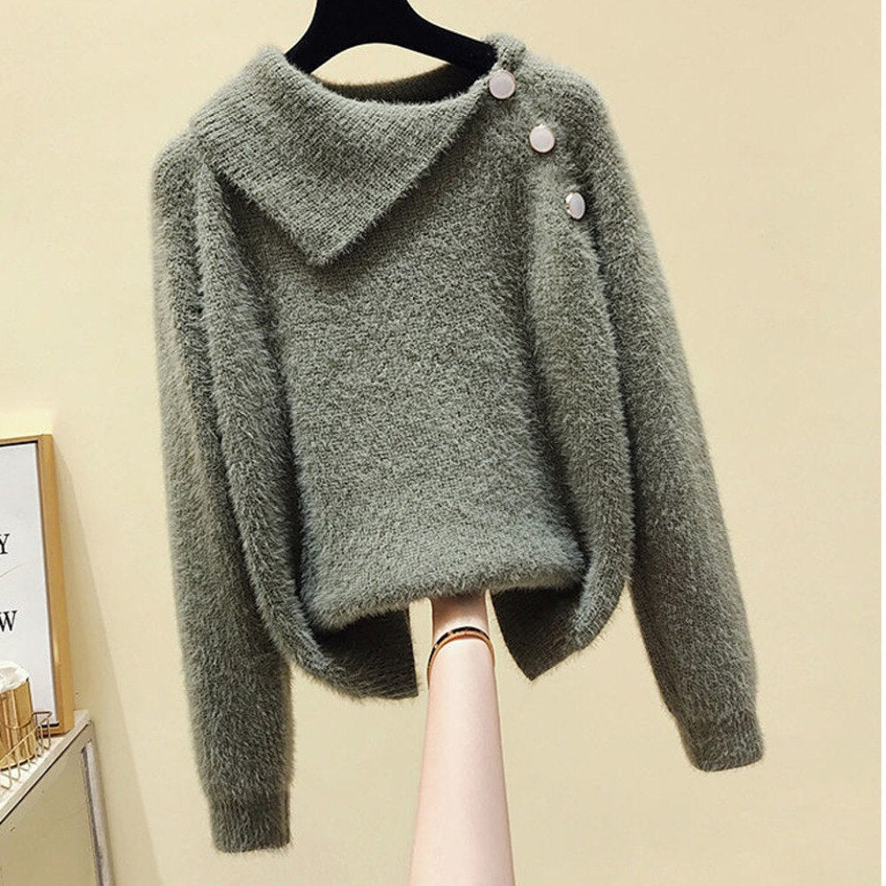 2024 Winter Warm 3 Piece Set For Women Outfits Ladies Knitted Sweater +Lamb Wool Vest+ Wide Leg Twist Pants Set Womens Clothing Sweater