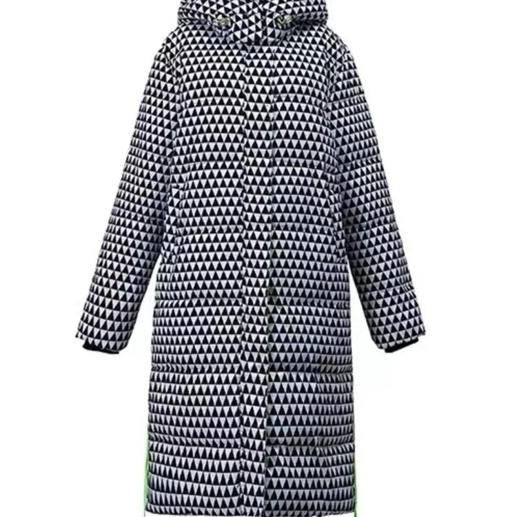 2024 Winter Warm Parka Plaid Long Sonw Coat Women's Fashion Thicken Hooded Puffer Jacket Female Windproof Warm Outwear