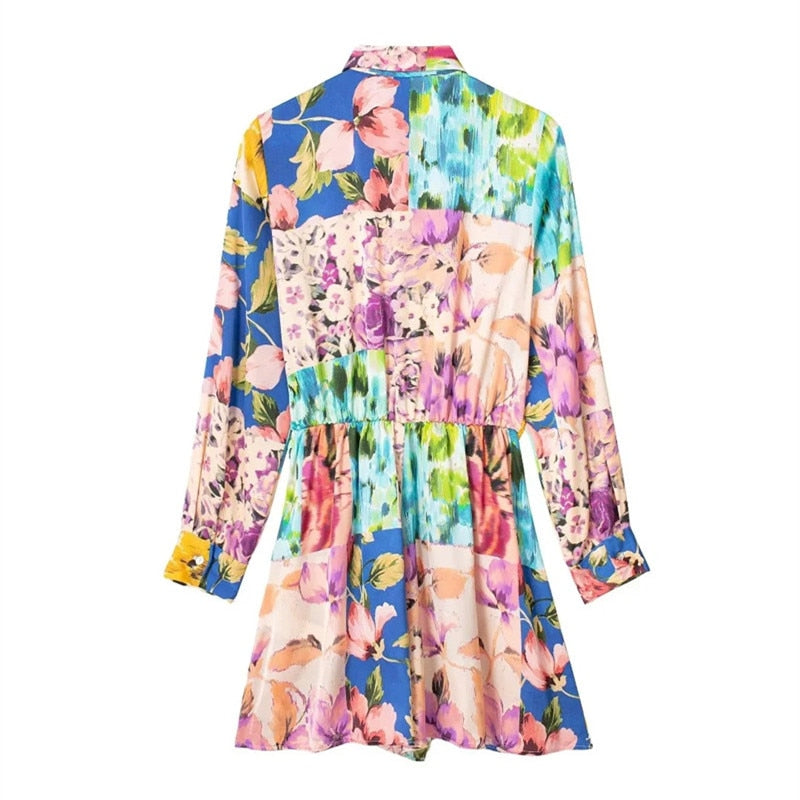 2024 Woman Short Playsuit Patchwork Print Female Jumpsuit Knot Long Sleeve Women's Summer Playsuit Beach Women Jumpsuits