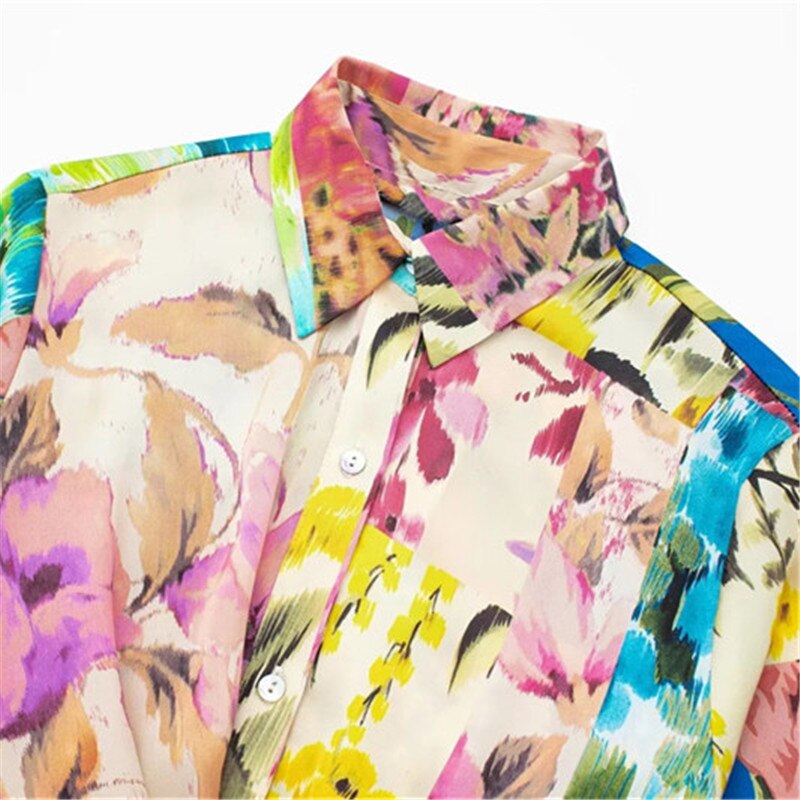 2024 Woman Short Playsuit Patchwork Print Female Jumpsuit Knot Long Sleeve Women's Summer Playsuit Beach Women Jumpsuits