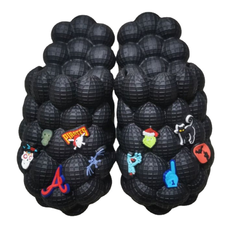 2024 Women Fashion Personality Indoor Bathroom Bubble Slides With Charms Men Lady Beach Thick Sole Massage Slippers