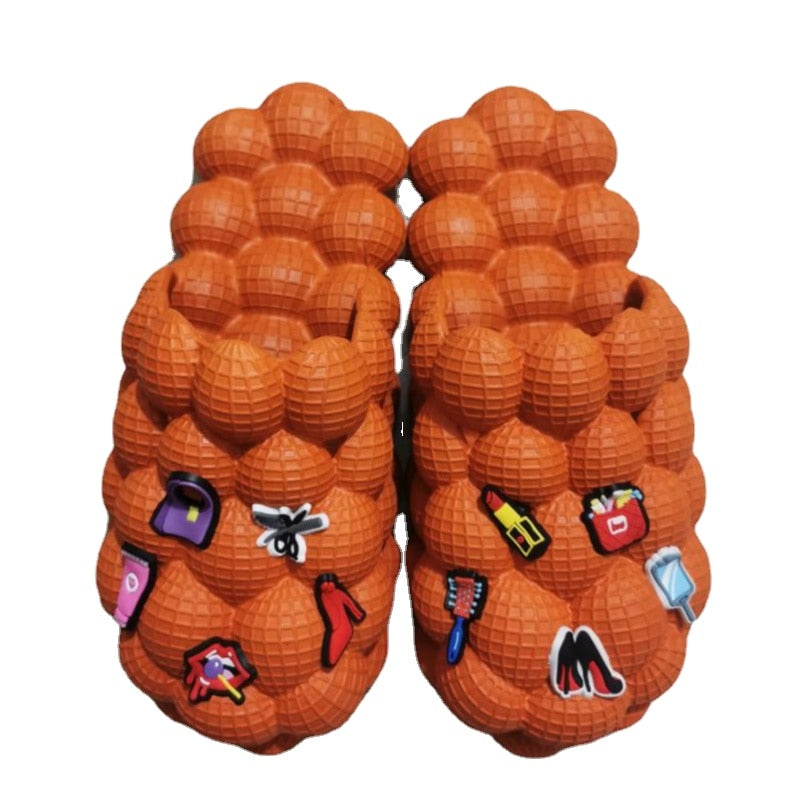2024 Women Fashion Personality Indoor Bathroom Bubble Slides With Charms Men Lady Beach Thick Sole Massage Slippers