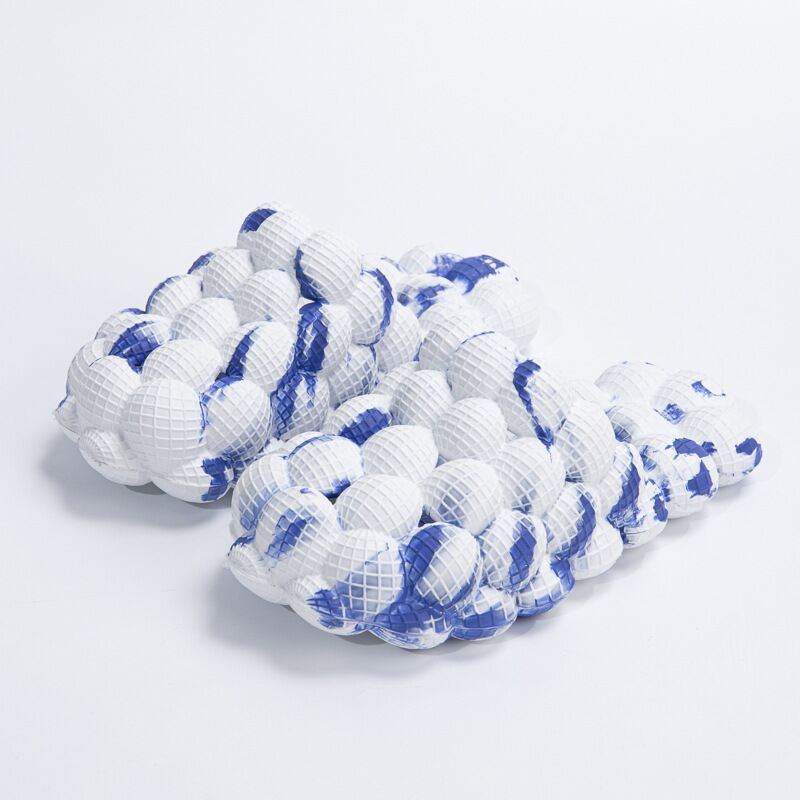 2024 Women Fashion Personality Indoor Bathroom Bubble Slides With Charms Men Lady Beach Thick Sole Massage Slippers White-blue