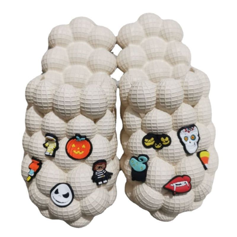 2024 Women Fashion Personality Indoor Bathroom Bubble Slides With Charms Men Lady Beach Thick Sole Massage Slippers Fleshcolor 3