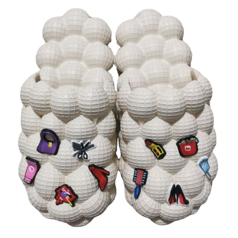 2024 Women Fashion Personality Indoor Bathroom Bubble Slides With Charms Men Lady Beach Thick Sole Massage Slippers Fleshcolor 1