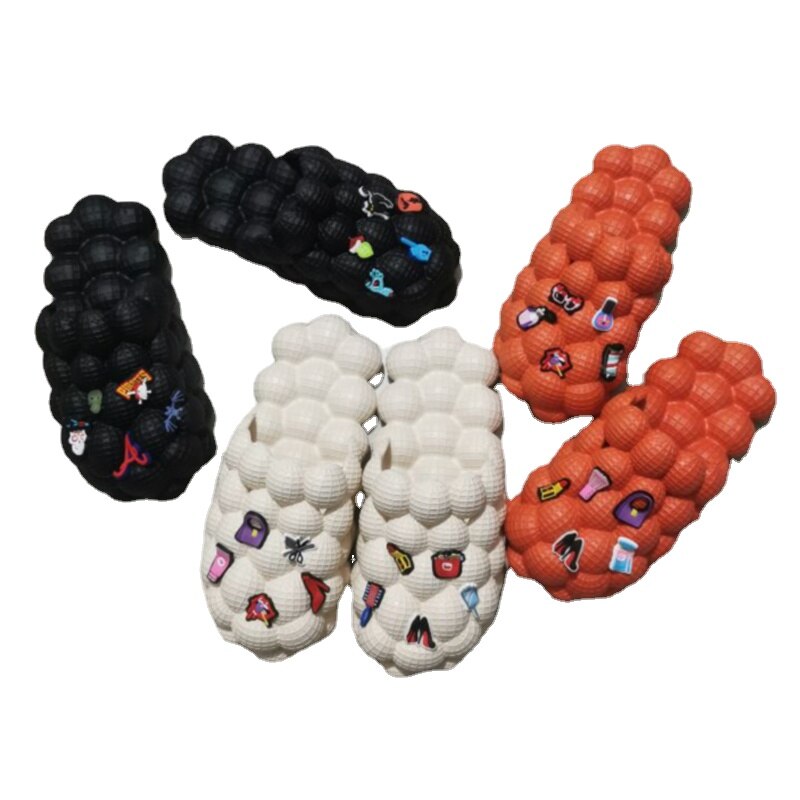 2024 Women Fashion Personality Indoor Bathroom Bubble Slides With Charms Men Lady Beach Thick Sole Massage Slippers