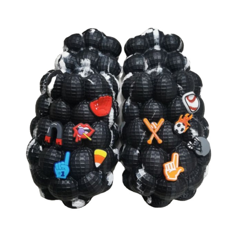 2024 Women Fashion Personality Indoor Bathroom Bubble Slides With Charms Men Lady Beach Thick Sole Massage Slippers