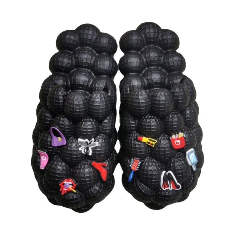 2024 Women Fashion Personality Indoor Bathroom Bubble Slides With Charms Men Lady Beach Thick Sole Massage Slippers