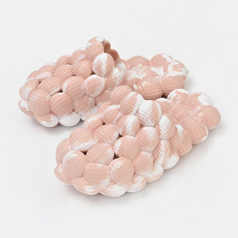 2024 Women Fashion Personality Indoor Bathroom Bubble Slides With Charms Men Lady Beach Thick Sole Massage Slippers Pink-white