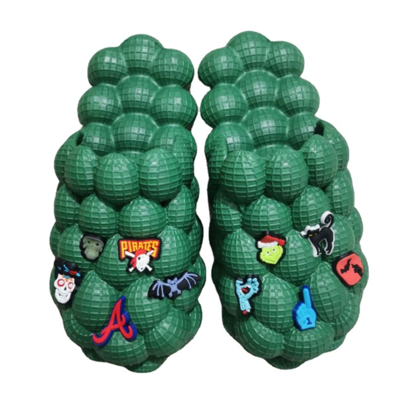 2024 Women Fashion Personality Indoor Bathroom Bubble Slides With Charms Men Lady Beach Thick Sole Massage Slippers