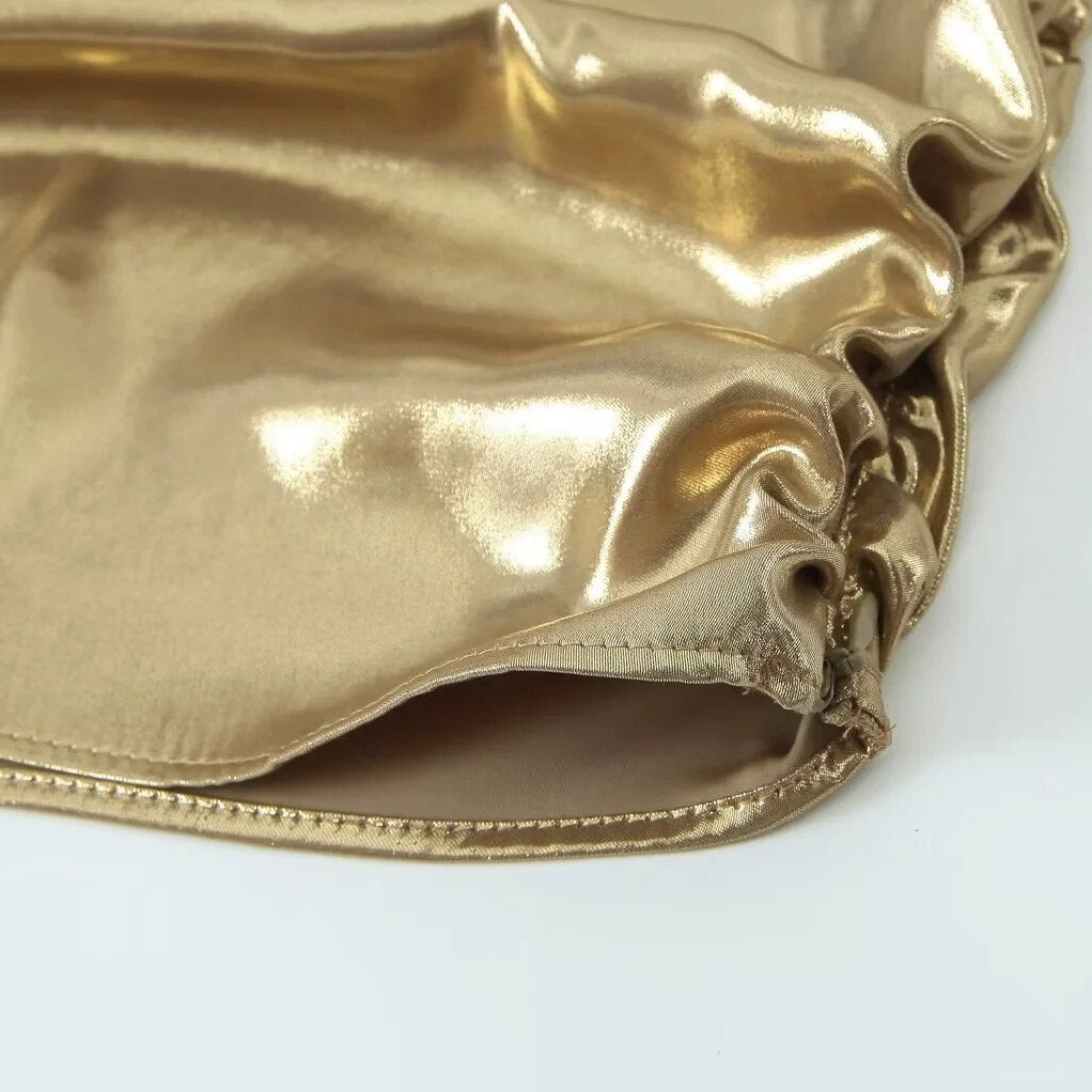 2024 Women Metallic Glitter Hanging Neck Crop Top Y2K Fashion Sleeveless Ruched Top Summer Sexy Backless Slim Tops