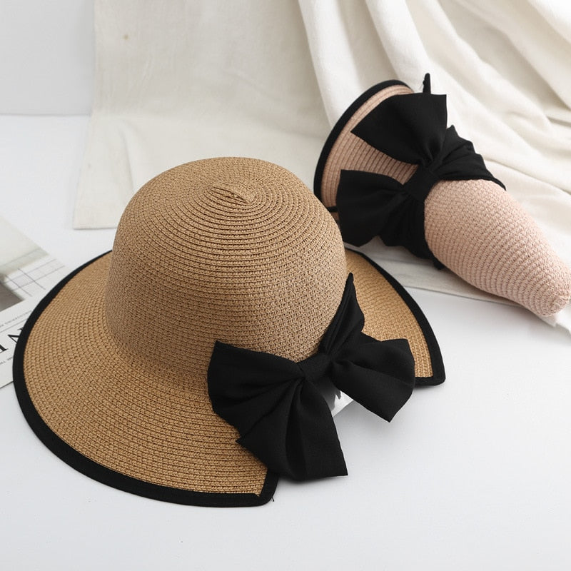 2024 Women's Beach Panama Summer Hat Travel casual bowknot Straw Hat Fashion Beach Holiday ladies sun bucket Hat