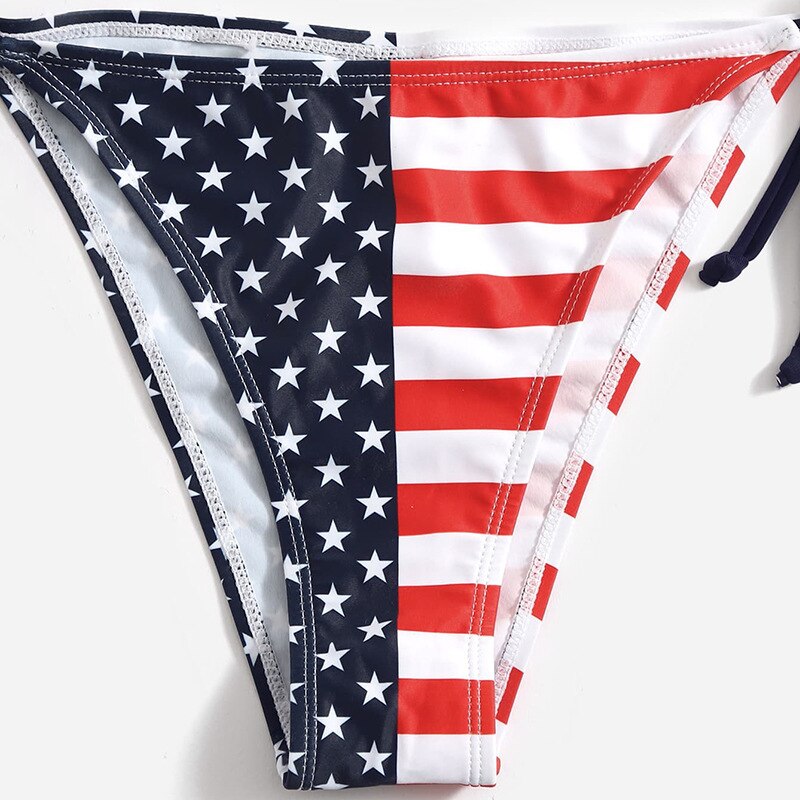 2024 Women's New Bikini Two Pieces Swimwear, US Flag Sexy Set, Beach Vacation Camping Swimwear Brazil suit for Independence Day