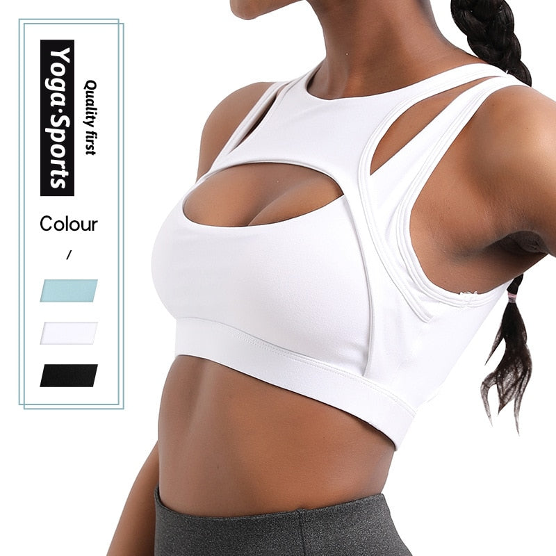 2024 Workout Top Nylon Breathable Gym Sportswear Vest For Women Sports Fitness Female Underwear Sport running Bra Sexy Tops AMAIO