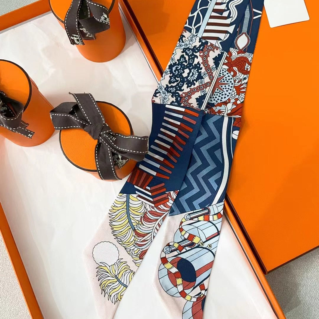 2024 new mulberry silk silk tie bag long silk scarf star internet celebrity same style suit scarf streamer headband 3 5X 86CM