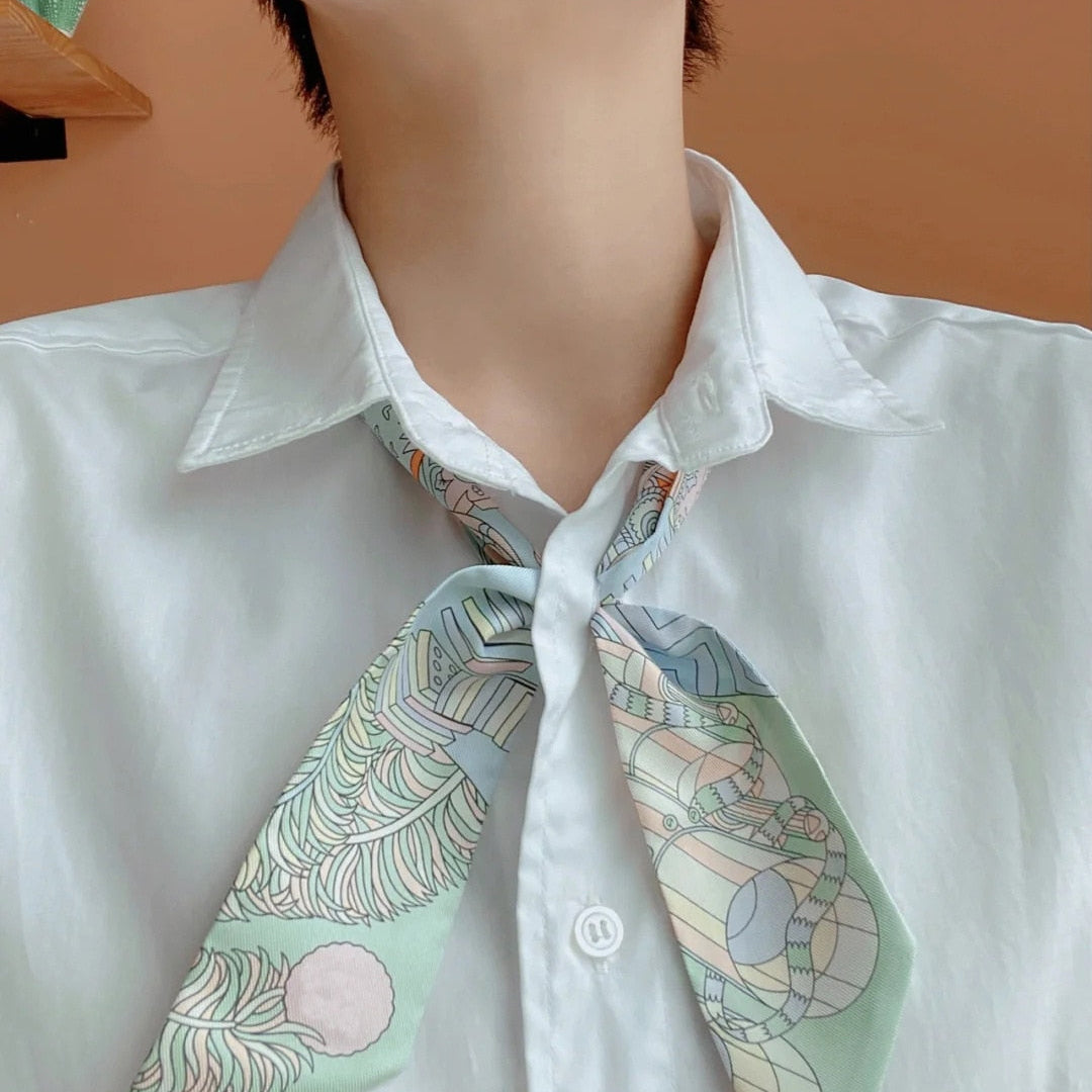 2024 new mulberry silk silk tie bag long silk scarf star internet celebrity same style suit scarf streamer headband