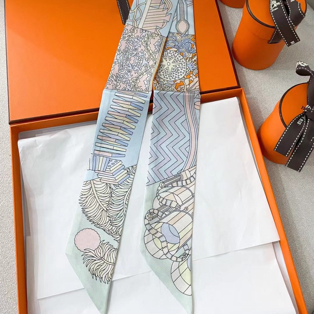 2024 new mulberry silk silk tie bag long silk scarf star internet celebrity same style suit scarf streamer headband 1 5X 86CM
