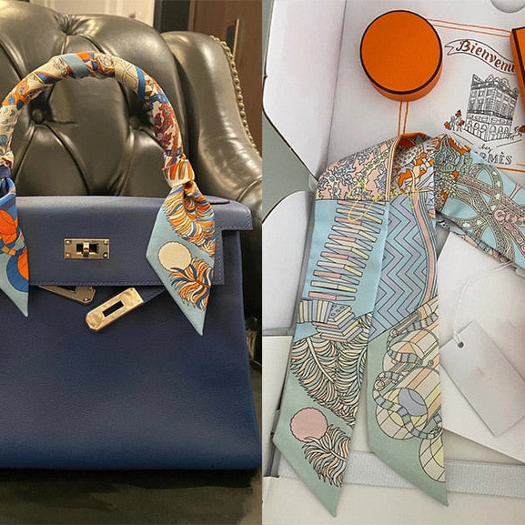 2024 new mulberry silk silk tie bag long silk scarf star internet celebrity same style suit scarf streamer headband