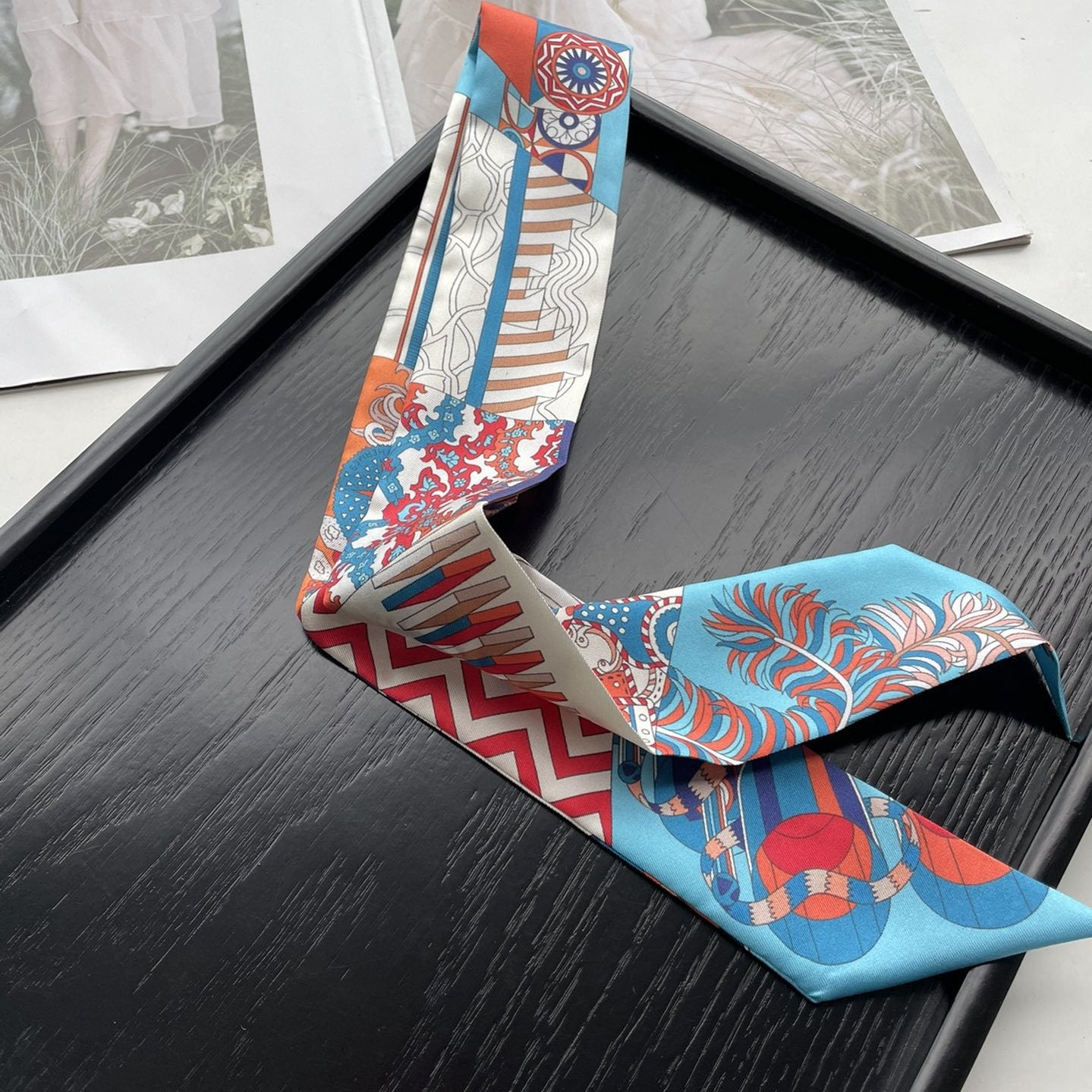 2024 new mulberry silk silk tie bag long silk scarf star internet celebrity same style suit scarf streamer headband 4 5X 86CM