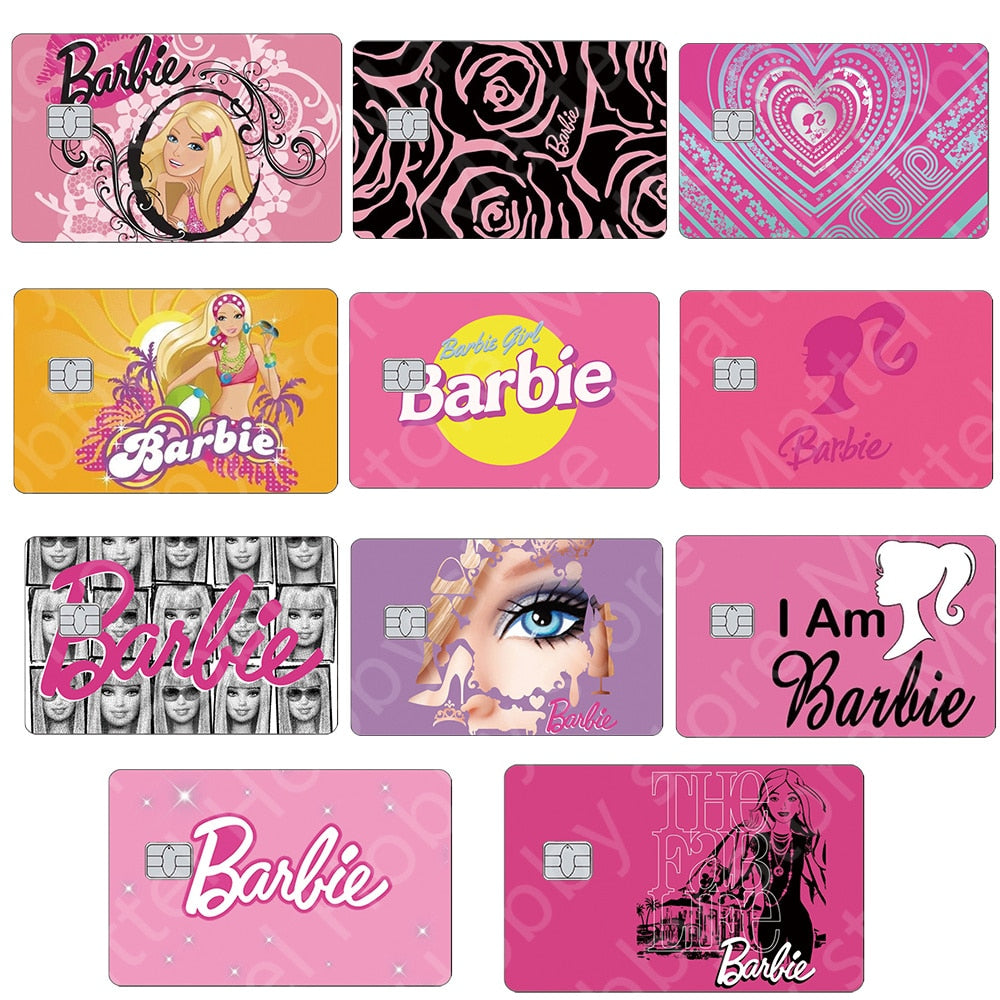 22 Models Barbie Cards Sticker Anime Fashion Y2K Girls Bank Credit Cards Cover Women Anti-Scratch Protection Stickers Film Decor
