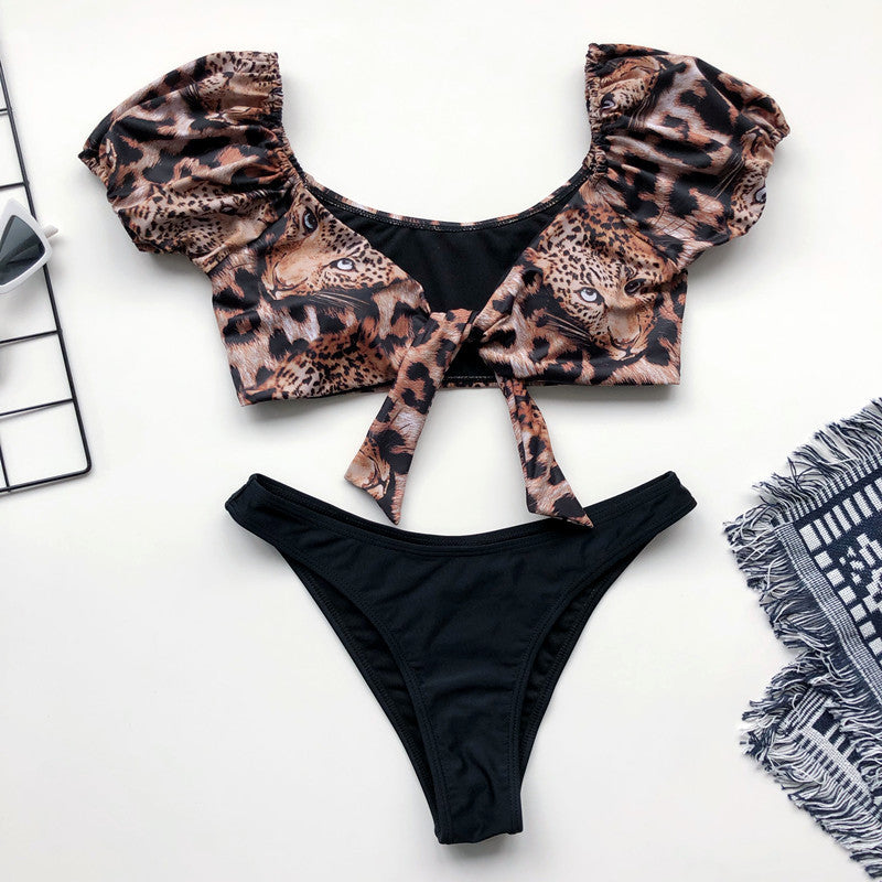 Printed contrast swimsuit