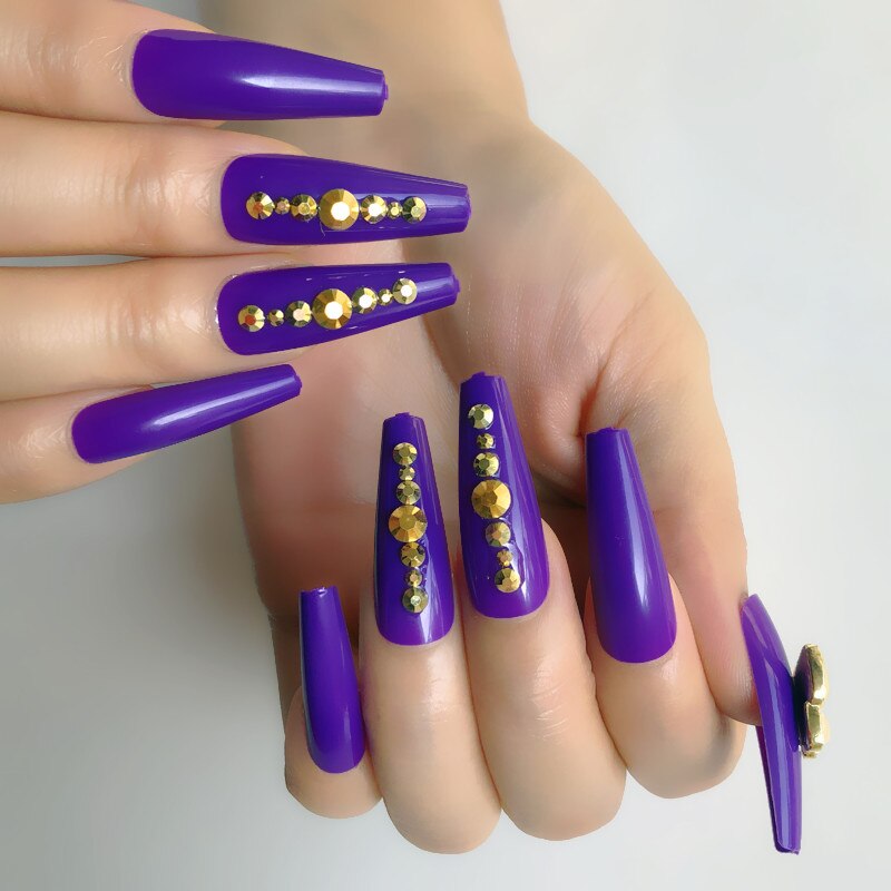 24 Pcs Pink False Nail Tips Women Wearable Fake Press on Nails With Pearl Diamond Full Cover Artificial Nails Custom Made HL3518HD