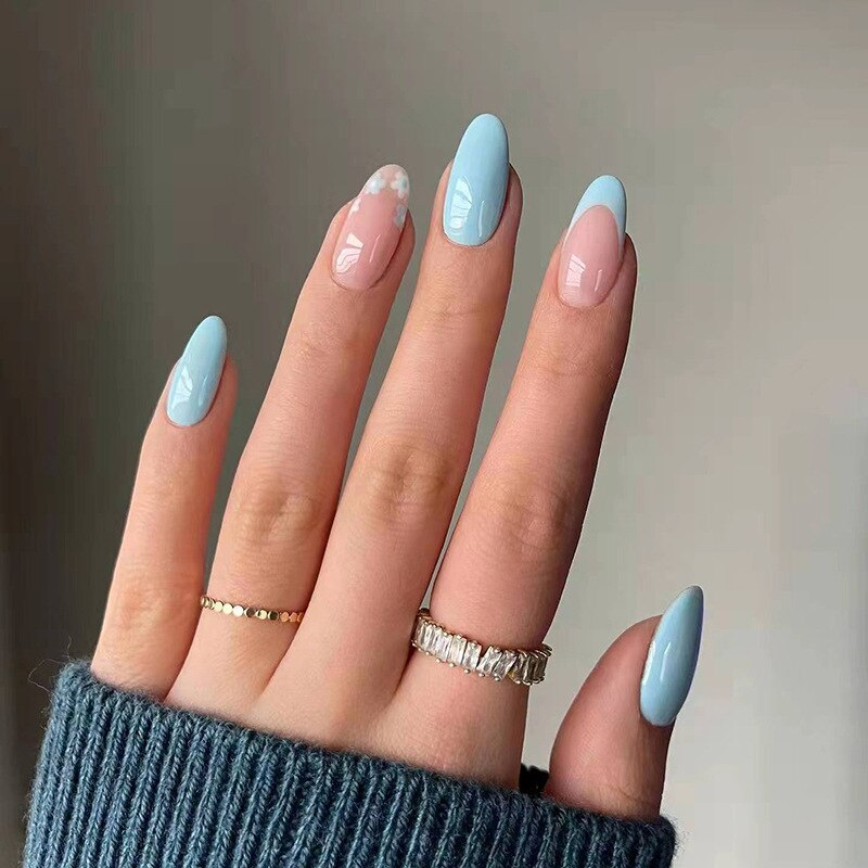 24P Removable Ballerina Press On Nail Art Long Round Head Fake Nails Full Cover Artificial Wearing Reusable False Nails Finished Y-79s