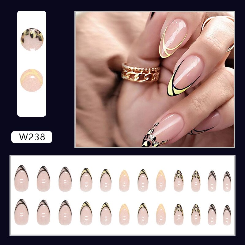 24P Removable Ballerina Press On Nail Art Long Round Head Fake Nails Full Cover Artificial Wearing Reusable False Nails Finished W238