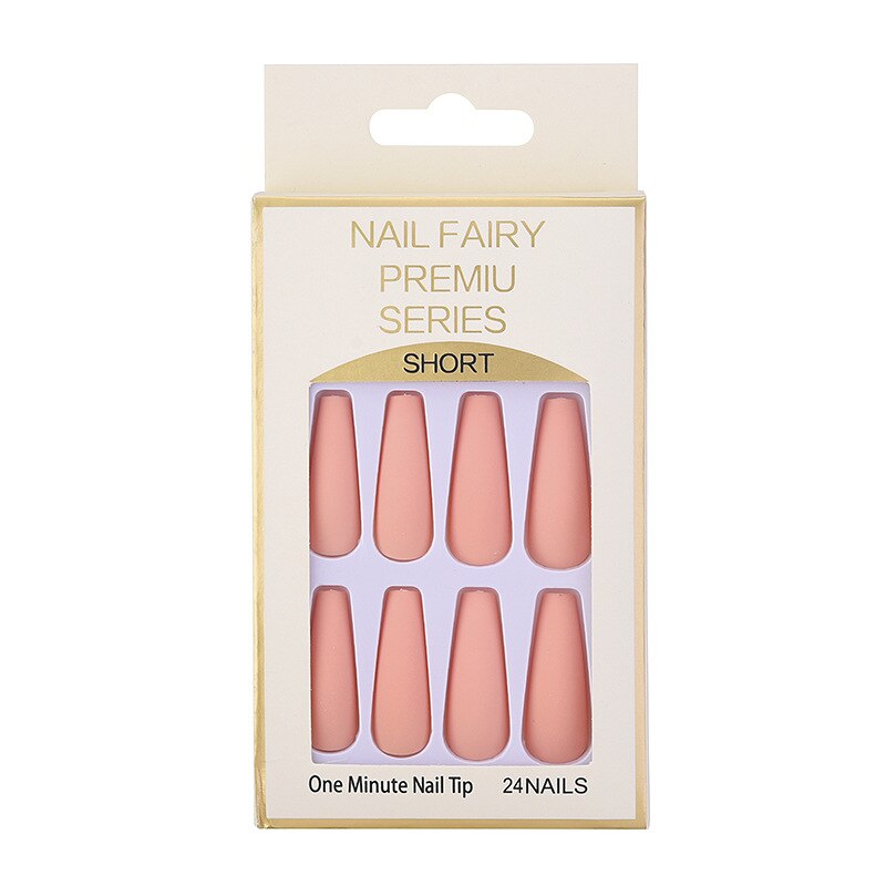 24Pcs/Box Matte Frosted False Nails Detachable Fake Nail Press On Full Cover Nail Tips With Glue Ballet Artificial Fingernails