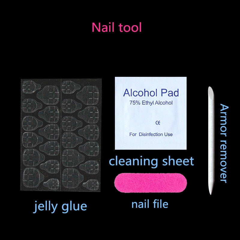 24Pcs/Box Sweet Short Round/Square Head False Nail Art Full Cover Detachable Artificial Fake Nails Ballerina Press on Nails Tips nail tools