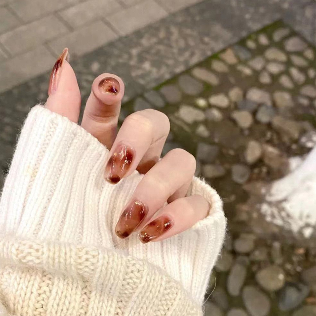 24Pcs/Box White French Fake Nails Press on Long XL Length Rhinestone Design False Nails Full Cover Acrylic Nail Tips JZJ-JP1159