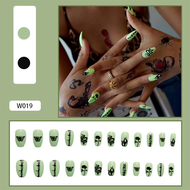 24Pcs/Box White French Fake Nails Press on Long XL Length Rhinestone Design False Nails Full Cover Acrylic Nail Tips JZJ-W019