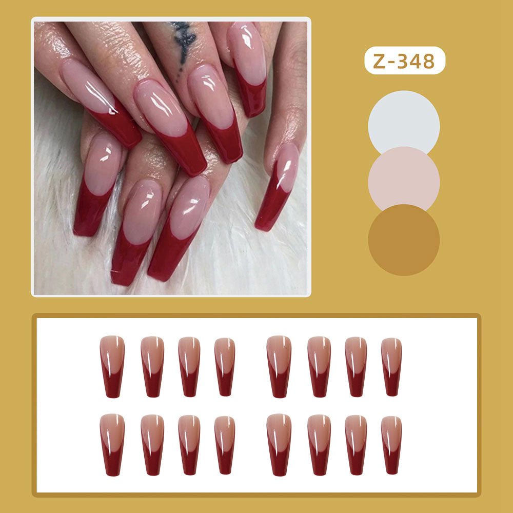 24Pcs Detachable Artificial Fake Nails French Purple Grape Blue wave Design Long Ballet Coffin Press On Nail False Manicure Tips 4