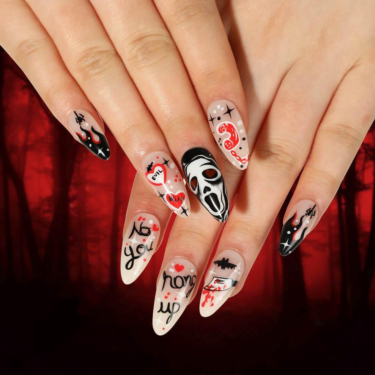 12 Sheets 3D Halloween Nail Stickers Halloween Nail Art Decals  Self-Adhesive DIY Nail Design Decoration Horror Red Bloody Wound Blood  Skull Joker Spider Ghost Nail Decals for Women Kids Girls : Buy