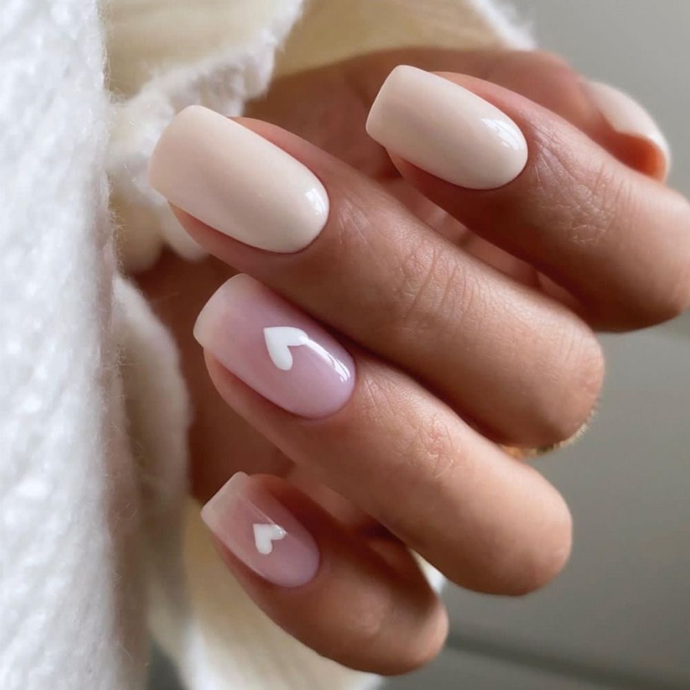 24Pcs Rose Red Black Contrast Color False Nails Coconut Tree Pearl White French Fake Nails Ballerina Coffin Manicure Tool 36