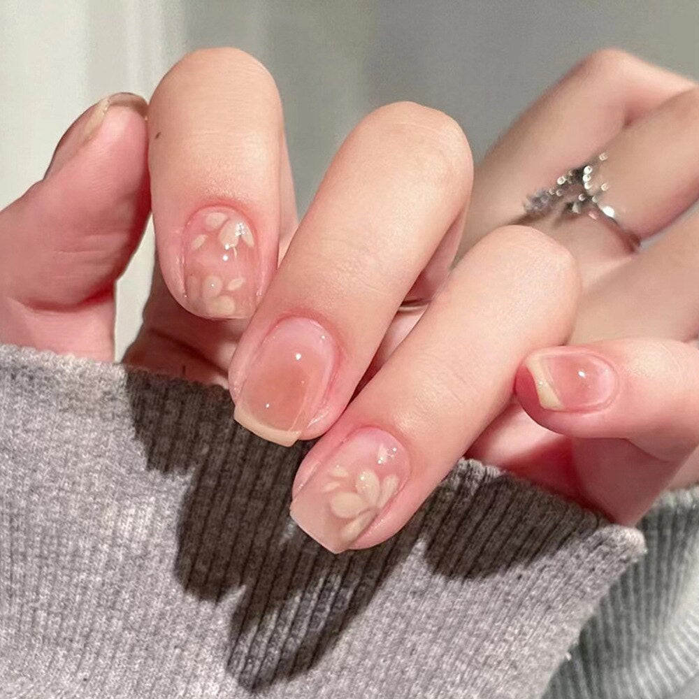 24Pcs Square Head False Nails 2024 New Full Cover Nail Tips Detachable Short Fake Nails Press on Nails Manicure Tools H04