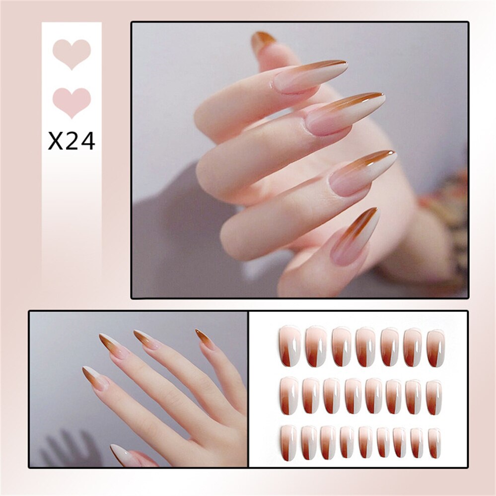 24Ps Childlike Fake Nails With Glue Cute Kawaii Personality Stick On Nails False Girls Short Press On Nail Art DIY Manicure Tool Nails With Glue X24