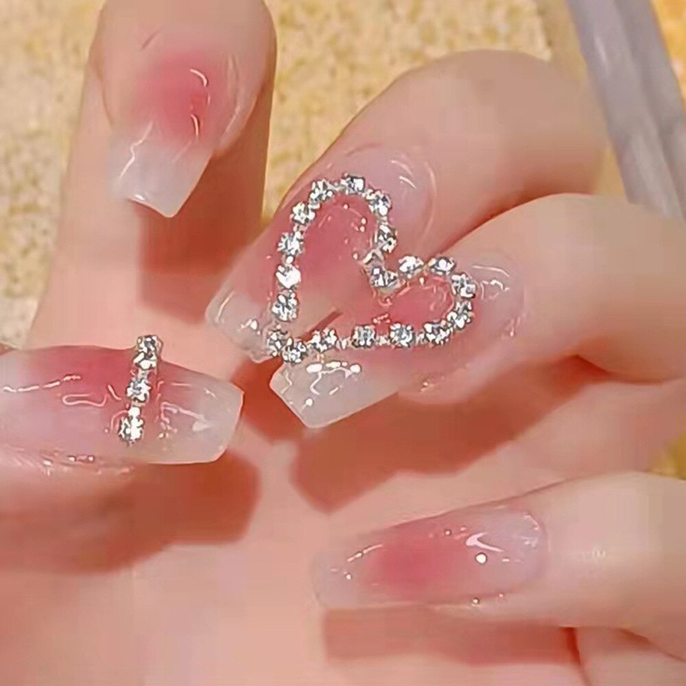 24pcs 2024 Ballet False Nail Full Cover Fake Nail Butterfly Love Nails Tip French Coffin Nails Press on Nails