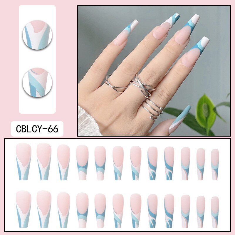 24pcs/Box Charming Pink Flame Short Ballet Wearable Fake Nails press on Square Head Full Cover Detachable Finished Fingernails CBLCY 66