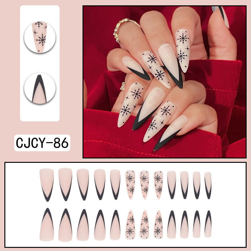24pcs/Box Charming Pink Flame Short Ballet Wearable Fake Nails press on Square Head Full Cover Detachable Finished Fingernails CJCY 86