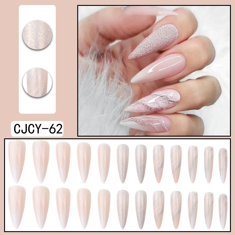 24pcs/Box Charming Pink Flame Short Ballet Wearable Fake Nails press on Square Head Full Cover Detachable Finished Fingernails CJCY 62
