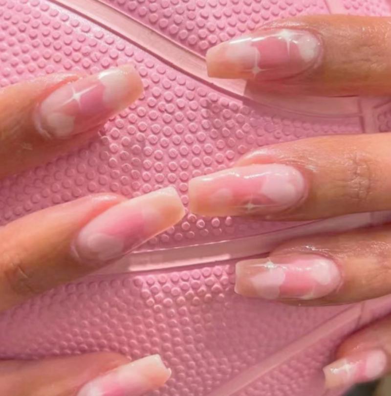 24pcs Checkerboard False Nails Wearable Fake Nails Long Coffin Full Cover Press On Square Head Manicure New French Manicuree JP1604