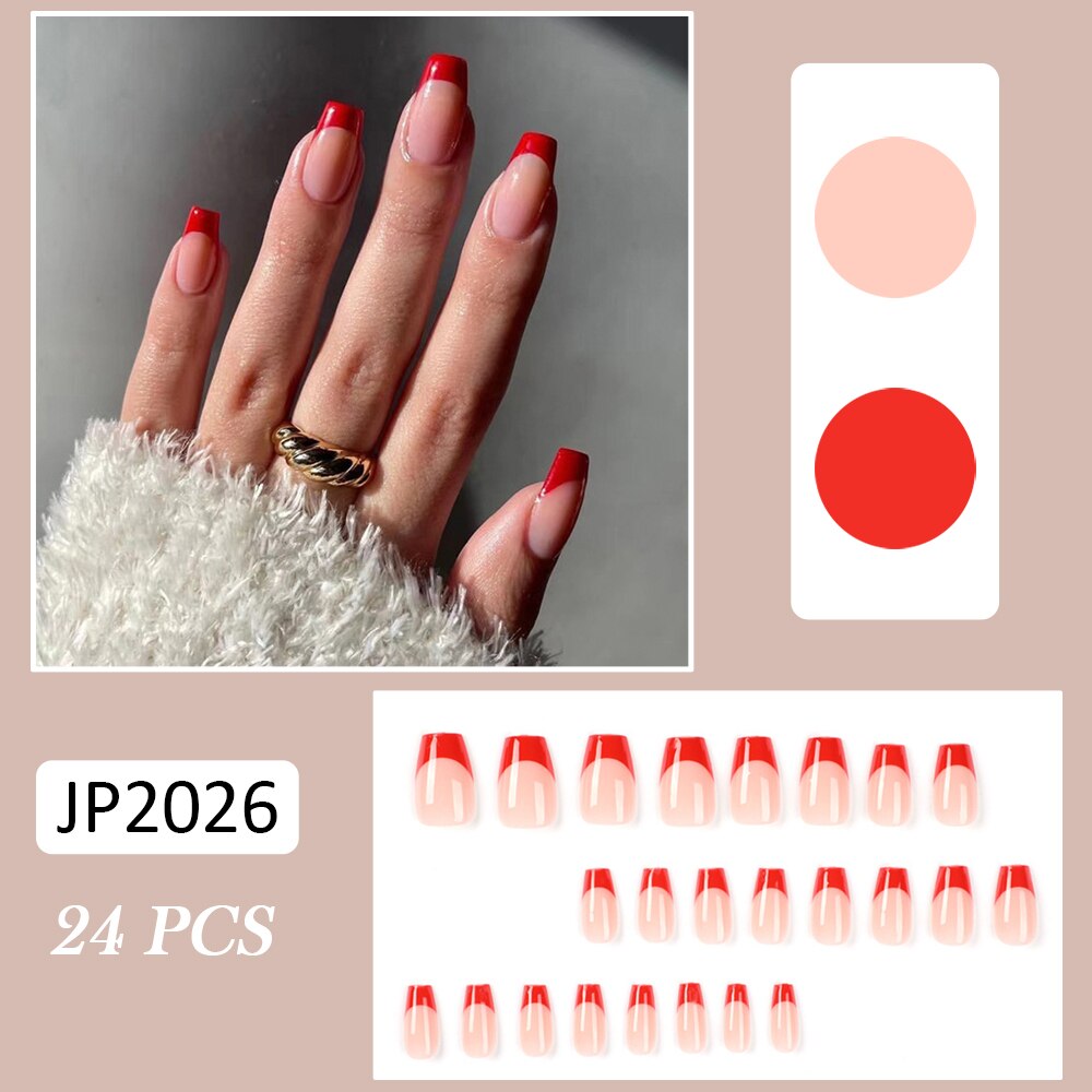 24pcs Coffin False Nails Glitter Rainbow Flowers Press on Nail Patch Short Manicure Nail Tips False Nail Acrylic Patch wholesale J10