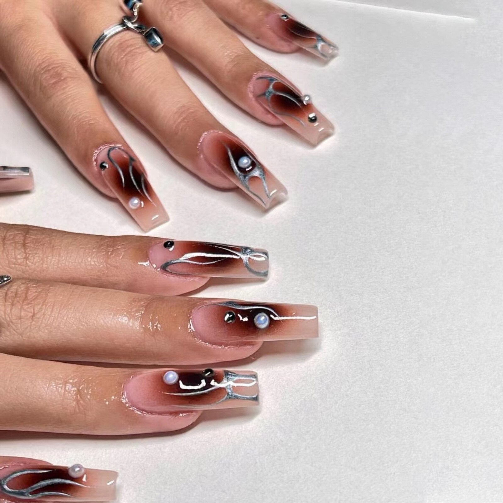 24pcs Cool y2k Style False Nails Fashion Glitter Star Design Press on Nail Patch Full Finished Wearable Artificial Nail Tips L20